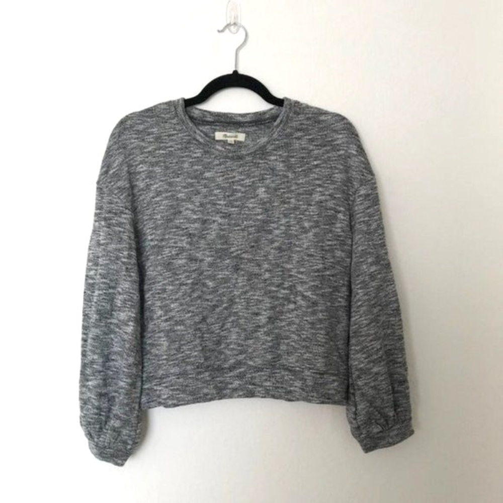 Madewell Textured Crewneck Long Sleeve Top - Gray - Small